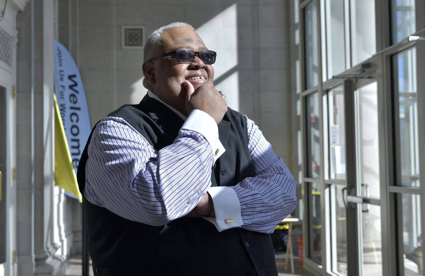 Rev. Lloyd in the Narthex.