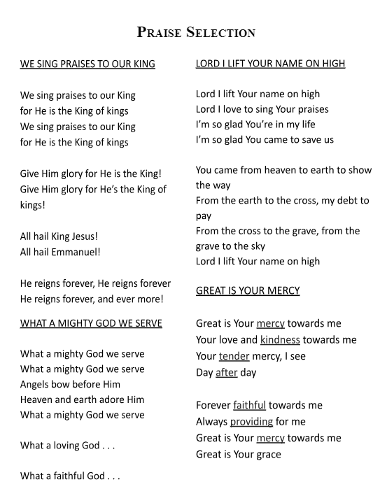 Praise Choruses 1 of 2