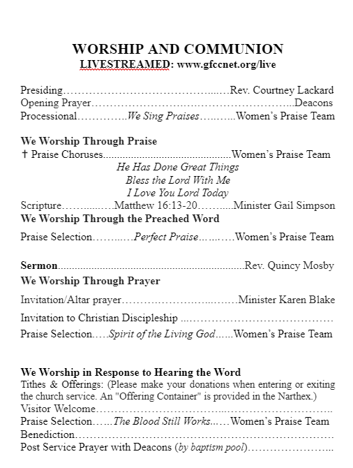 Order of Service 8.18