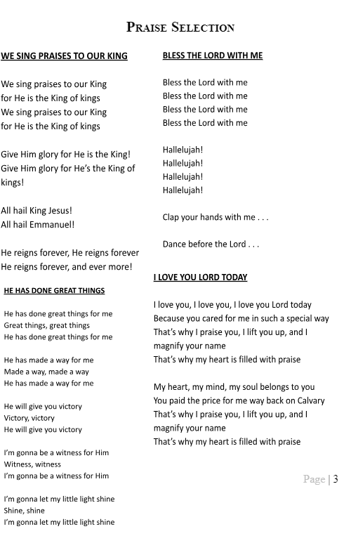 Praise Choruses 1 of 2