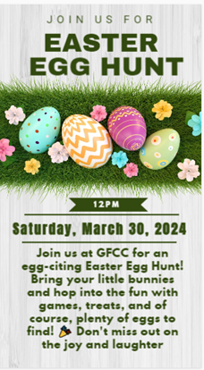 easter egg hunt Saturday, March 30th